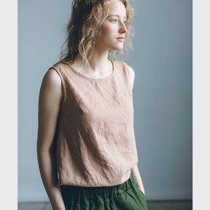 Linen Fox light pink 100% linen tank shirt size Medium
